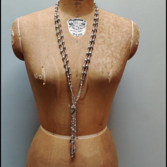 Silver Glass Bead Necklace/Earrings Set - Picture 6 of 7